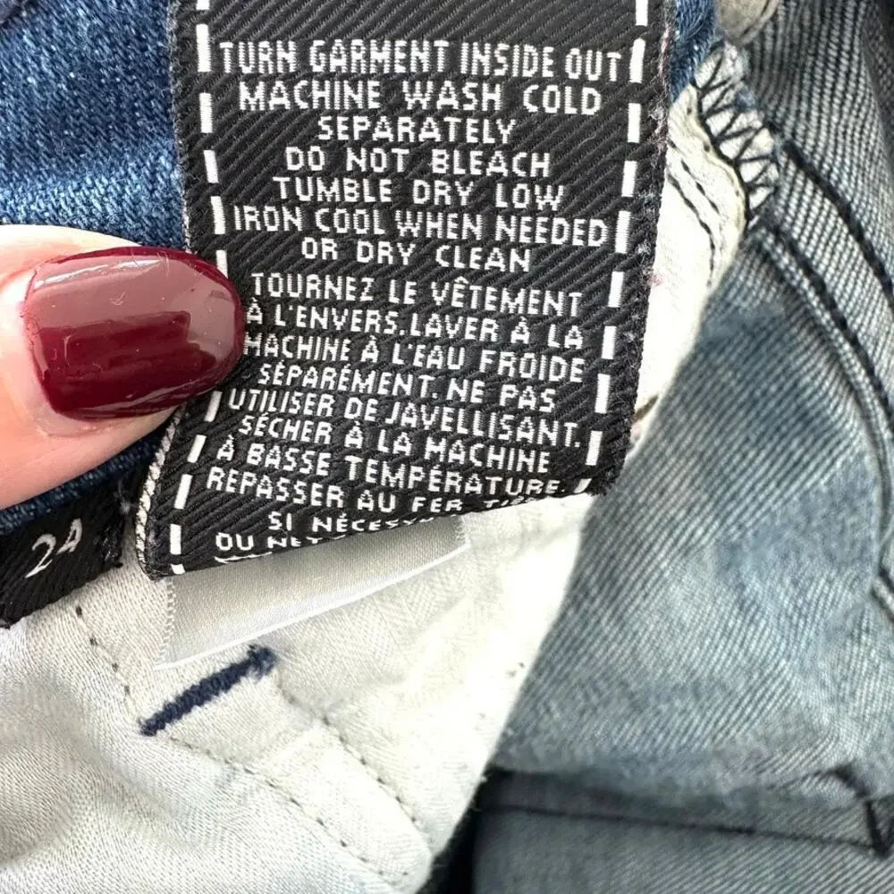 7 For All Mankind Distressed Jeans with Side Stripe, Size‎ 24